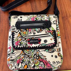 Sakroots Love Song Peace Birds Design Artist Multicolor Crossbody Bag EUC 9”x 8”